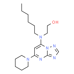 ChemSpider 2D Image | 2-[Hexyl[5-(1-piperidinyl)[1,2,4]triazolo[1,5-a]pyrimidin-7-yl]amino]ethanol | C18H30N6O