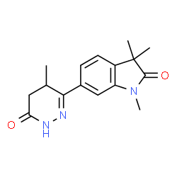ChemSpider 2D Image | 1,3,3-Trimethyl-6-(4-methyl-6-oxo-1,4,5,6-tetrahydro-3-pyridazinyl)-1,3-dihydro-2H-indol-2-one | C16H19N3O2