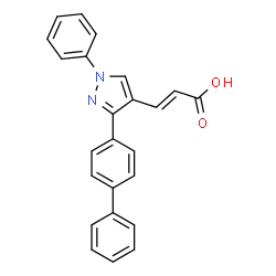 ChemSpider 2D Image | 3-(3-Biphenyl-4-yl-1-phenyl-1H-pyrazol-4-yl)-acrylic acid | C24H18N2O2