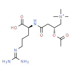 ChemSpider 2D Image | (2R)-2-Acetoxy-4-({(1S)-1-carboxy-4-[(diaminomethylene)amino]butyl}amino)-N,N,N-trimethyl-4-oxo-1-butanaminium | C15H30N5O5