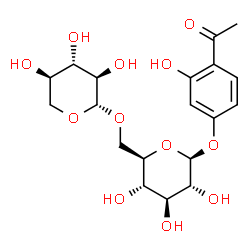 ChemSpider 2D Image | 4-Acetyl-3-hydroxyphenyl 6-O-beta-D-xylopyranosyl-beta-D-glucopyranoside | C19H26O12