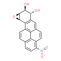 ChemSpider 2D Image | (7R,8S,8aS,9aR)-3-Nitro-7,8,8a,9a-tetrahydrobenzo[1,12]tetrapheno[10,11-b]oxirene-7,8-diol | C20H13NO5
