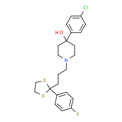 ChemSpider 2D Image | 4-(4-Chlorophenyl)-1-(3-(2-(4-fluorophenyl)-1,3-dithiolan-2-yl)propyl)-4-piperidinol | C23H27ClFNOS2