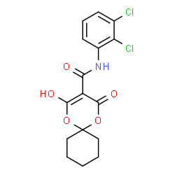 ChemSpider 2D Image | N-(2,3-Dichlorophenyl)-2-hydroxy-4-oxo-1,5-dioxaspiro[5.5]undec-2-ene-3-carboxamide | C16H15Cl2NO5