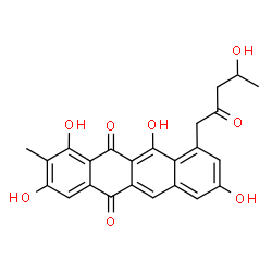 ChemSpider 2D Image | 1,3,8,11-Tetrahydroxy-10-(4-hydroxy-2-oxopentyl)-2-methyl-5,12-tetracenedione | C24H20O8