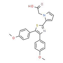 ChemSpider 2D Image | {2-[4,5-Bis(4-methoxyphenyl)-1,3-thiazol-2-yl]-1H-pyrrol-1-yl}acetic acid | C23H20N2O4S