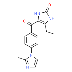 ChemSpider 2D Image | 4-Ethyl-5-[4-(2-methyl-1H-imidazol-1-yl)benzoyl]-1,3-dihydro-2H-imidazol-2-one | C16H16N4O2