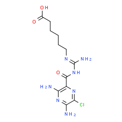 ChemSpider 2D Image | 6-[(E)-(Amino{[(3,5-diamino-6-chloro-2-pyrazinyl)carbonyl]amino}methylene)amino]hexanoic acid | C12H18ClN7O3