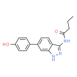 ChemSpider 2D Image | N-[6-(4-Hydroxyphenyl)-1H-indazol-3-yl]butanamide | C17H17N3O2