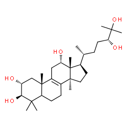 ChemSpider 2D Image | (2alpha,3beta,5xi,12alpha,24R)-Lanost-8-ene-2,3,12,24,25-pentol | C30H52O5