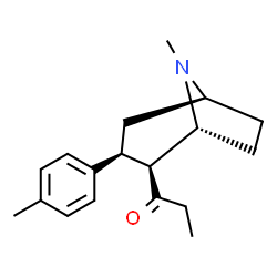 ChemSpider 2D Image | 1-[(1R,2S,3S,5S)-8-Methyl-3-(4-methylphenyl)-8-azabicyclo[3.2.1]oct-2-yl]-1-propanone | C18H25NO