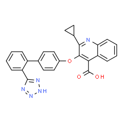 ChemSpider 2D Image | 2-Cyclopropyl-3-{[2'-(2H-tetrazol-5-yl)-4-biphenylyl]oxy}-4-quinolinecarboxylic acid | C26H19N5O3