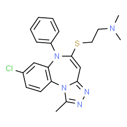 ChemSpider 2D Image | Ethanamine, 2-((8-chloro-1-methyl-6-phenyl-6H-(1,2,4)triazolo(4,3-a)(1,5)benzodiazepin-5-yl)thio)-N,N-dimethyl- | C21H22ClN5S