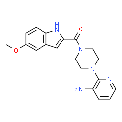 ChemSpider 2D Image | 1-[(5-Methoxyindol-2-yl)carbonyl]-4-[3-amino-2-pyridyl]piperazine | C19H21N5O2