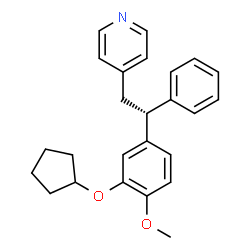 ChemSpider 2D Image | 4-[(2R)-2-[3-(Cyclopentyloxy)-4-methoxyphenyl]-2-phenylethyl]pyridine | C25H27NO2