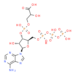 ChemSpider 2D Image | 3'-O-[(2-Carboxy-2-hydroxyethoxy)(hydroxy)phosphoryl]adenosine 5'-(tetrahydrogen triphosphate) | C13H21N5O19P4