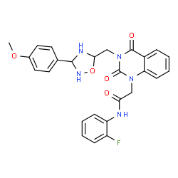 ChemSpider 2D Image | N-(2-Fluorophenyl)-2-[3-{[3-(4-methoxyphenyl)-1,2,4-oxadiazolidin-5-yl]methyl}-2,4-dioxo-3,4-dihydro-1(2H)-quinazolinyl]acetamide | C26H24FN5O5