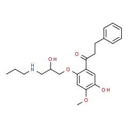 ChemSpider 2D Image | 1-{5-Hydroxy-2-[2-hydroxy-3-(propylamino)propoxy]-4-methoxyphenyl}-3-phenyl-1-propanone | C22H29NO5