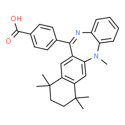 ChemSpider 2D Image | 4-(5,7,7,10,10-Pentamethyl-7,8,9,10-tetrahydro-5H-benzo[b]naphtho[2,3-e][1,4]diazepin-12-yl)benzoic acid | C29H30N2O2