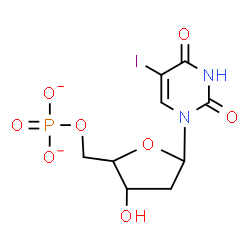 ChemSpider 2D Image | 1-(2-Deoxy-5-O-phosphonatopentofuranosyl)-5-iodo-2,4(1H,3H)-pyrimidinedione | C9H10IN2O8P