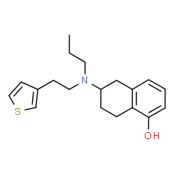 ChemSpider 2D Image | 6-{Propyl[2-(3-thienyl)ethyl]amino}-5,6,7,8-tetrahydro-1-naphthalenol | C19H25NOS