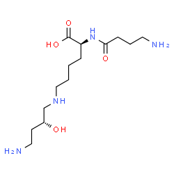 ChemSpider 2D Image | N~2~-(4-Aminobutanoyl)-N~6~-[(2R)-4-amino-2-hydroxybutyl]-L-lysine | C14H30N4O4