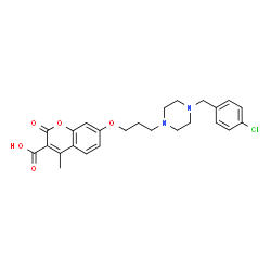 ChemSpider 2D Image | 7-{3-[4-(4-Chlorobenzyl)-1-piperazinyl]propoxy}-4-methyl-2-oxo-2H-chromene-3-carboxylic acid | C25H27ClN2O5