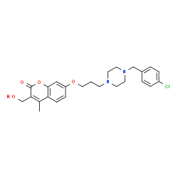 ChemSpider 2D Image | 7-{3-[4-(4-Chlorobenzyl)-1-piperazinyl]propoxy}-3-(hydroxymethyl)-4-methyl-2H-chromen-2-one | C25H29ClN2O4