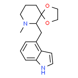 ChemSpider 2D Image | 6-(1H-Indol-4-ylmethyl)-7-methyl-1,4-dioxa-7-azaspiro[4.5]decane | C17H22N2O2