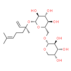 ChemSpider 2D Image | (3S)-3,7-Dimethyl-1,6-octadien-3-yl 6-O-alpha-D-arabinopyranosyl-beta-L-glucopyranoside | C21H36O10