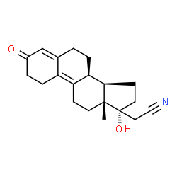 ChemSpider 2D Image | (13alpha,14beta,17alpha)-17-Hydroxy-3-oxo-19-norpregna-4,9-diene-21-nitrile | C20H25NO2
