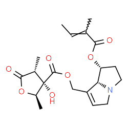 ChemSpider 2D Image | [(1R,7aR)-1-{[(2E)-2-Methyl-2-butenoyl]oxy}-2,3,5,7a-tetrahydro-1H-pyrrolizin-7-yl]methyl (2R,3S,4R)-3-hydroxy-2,4-dimethyl-5-oxotetrahydro-3-furancarboxylate (non-preferred name) | C20H27NO7