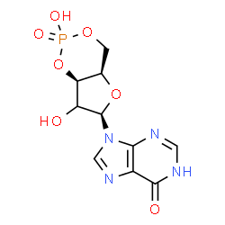 ChemSpider 2D Image | 9-[(4aR,6R,7aR)-2,7-Dihydroxy-2-oxidotetrahydro-4H-furo[3,2-d][1,3,2]dioxaphosphinin-6-yl]-1,9-dihydro-6H-purin-6-one | C10H11N4O7P