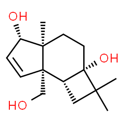 ChemSpider 2D Image | (2aS,4aS,5S,7aS,7bR)-7a-(Hydroxymethyl)-2,2,4a-trimethyl-1,2,3,4,4a,5,7a,7b-octahydro-2aH-cyclobuta[e]indene-2a,5-diol | C15H24O3