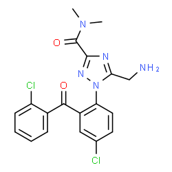 ChemSpider 2D Image | 5-(Aminomethyl)-1-[4-chloro-2-(2-chlorobenzoyl)phenyl]-N,N-dimethyl-1H-1,2,4-triazole-3-carboxamide | C19H17Cl2N5O2