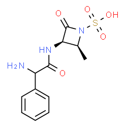 ChemSpider 2D Image | (2S,3R)-3-{[Amino(phenyl)acetyl]amino}-2-methyl-4-oxo-1-azetidinesulfonic acid | C12H15N3O5S