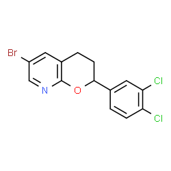 ChemSpider 2D Image | 6-Bromo-2-(3,4-dichlorophenyl)-3,4-dihydro-2H-pyrano[2,3-b]pyridine | C14H10BrCl2NO