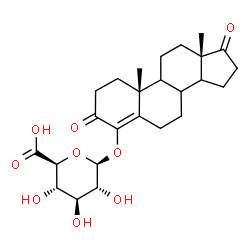 ChemSpider 2D Image | (8xi,9xi,14xi)-3,17-Dioxoandrost-4-en-4-yl beta-D-glucopyranosiduronic acid | C25H34O9