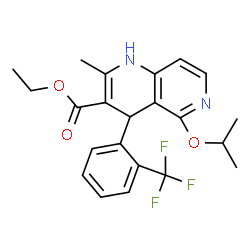 ChemSpider 2D Image | Ethyl 1,4-dihydro-5-isopropoxy-2-methyl-4-(2-trifluoromethylphenyl)-1,6-naphthyridine-3-carboxylate | C22H23F3N2O3