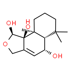 ChemSpider 2D Image | (1R,5R,5aS,9aS,9bS)-6,6,9a-Trimethyl-3,5,5a,6,7,8,9,9a-octahydronaphtho[1,2-c]furan-1,5,9b(1H)-triol | C15H24O4