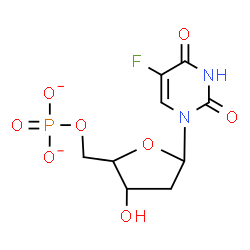 ChemSpider 2D Image | 1-(2-Deoxy-5-O-phosphonatopentofuranosyl)-5-fluoro-2,4(1H,3H)-pyrimidinedione | C9H10FN2O8P