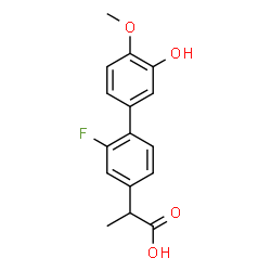 ChemSpider 2D Image | 2-(2-Fluoro-3'-hydroxy-4'-methoxy-4-biphenylyl)propanoic acid | C16H15FO4