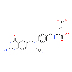 ChemSpider 2D Image | N-(4-{[(2-Amino-4-oxo-1,4-dihydro-6-quinazolinyl)methyl](cyanomethyl)amino}benzoyl)-L-glutamic acid | C23H22N6O6