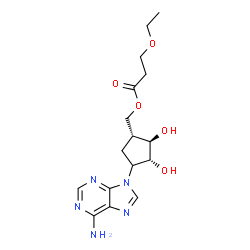 ChemSpider 2D Image | [(1R,2R,3R)-4-(6-Amino-9H-purin-9-yl)-2,3-dihydroxycyclopentyl]methyl 3-ethoxypropanoate | C16H23N5O5