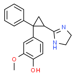 ChemSpider 2D Image | 4-[2-(4,5-Dihydro-1H-imidazol-2-yl)-1-phenylcyclopropyl]-2-methoxyphenol | C19H20N2O2
