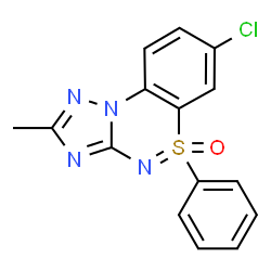 ChemSpider 2D Image | 7-Chloro-2-methyl-5-phenyl-5lambda~4~-[1,2,4]triazolo[5,1-c][1,2,4]benzothiadiazine 5-oxide | C15H11ClN4OS