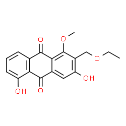 ChemSpider 2D Image | 3,5-Dihydroxy-2-ethoxymethyl-1-methoxyanthraquinone | C18H16O6