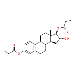ChemSpider 2D Image | (16alpha,17beta)-16-Hydroxyestra-1,3,5(10)-triene-3,17-diyl dipropanoate | C24H32O5