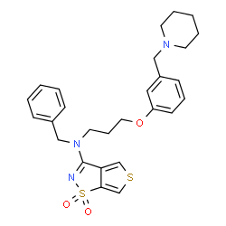 ChemSpider 2D Image | N-Benzyl-N-{3-[3-(1-piperidinylmethyl)phenoxy]propyl}thieno[3,4-d][1,2]thiazol-3-amine 1,1-dioxide | C27H31N3O3S2