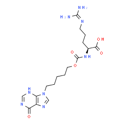 ChemSpider 2D Image | N~5~-(Diaminomethylene)-N~2~-({[5-(6-oxo-3,6-dihydro-9H-purin-9-yl)pentyl]oxy}carbonyl)-L-ornithine | C17H26N8O5